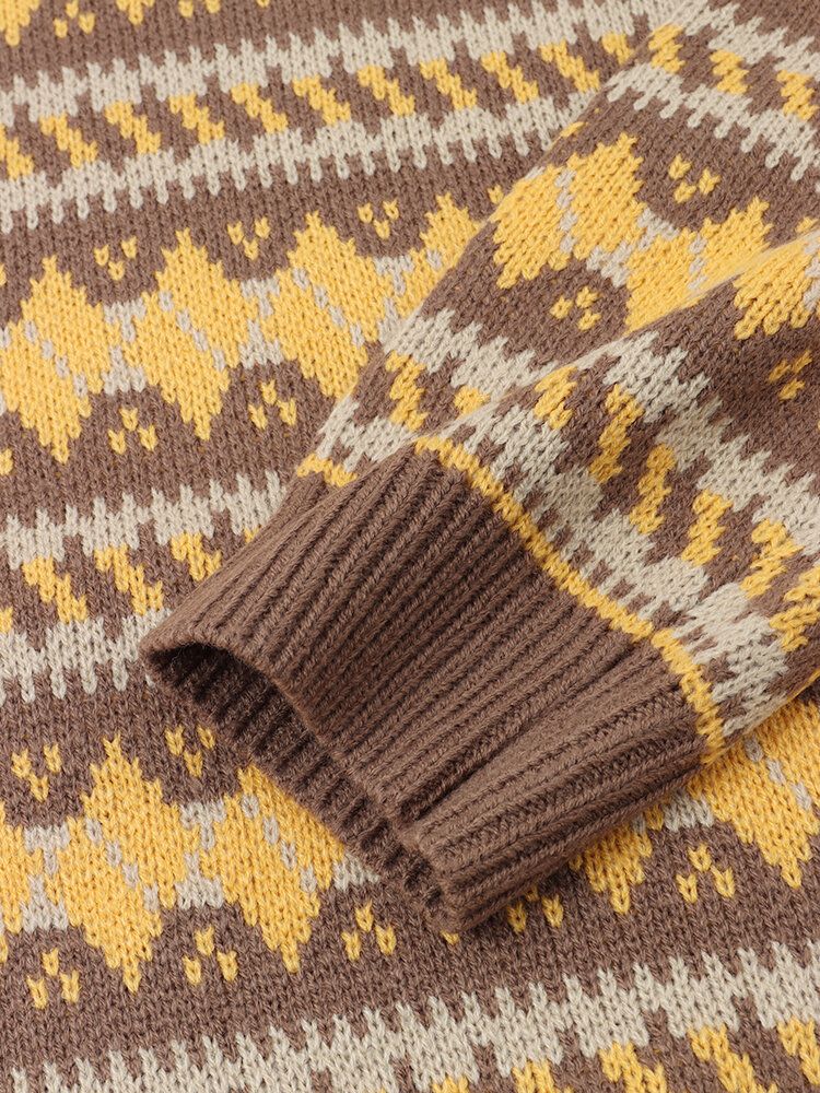 Grafik-strickpullover Für Herren Warm Mit Fallender Schulter Lässige Pullover