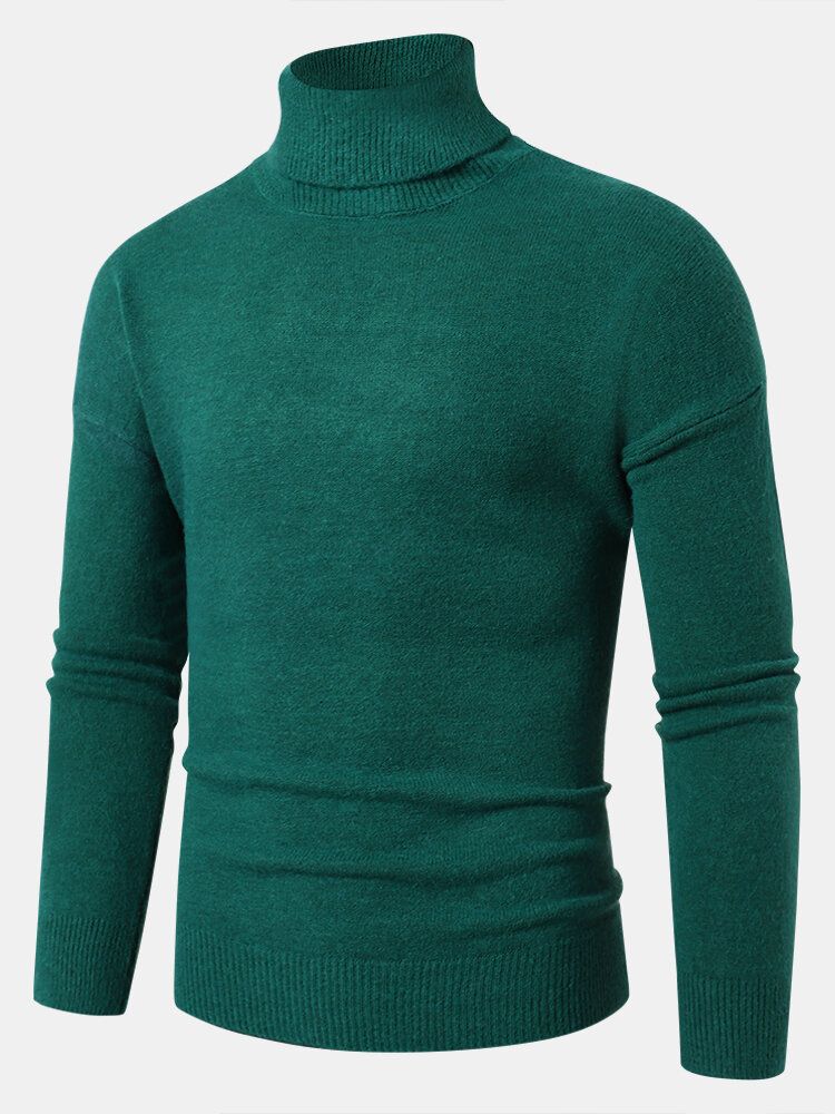 Herren Stehkragen Einfarbig Langarm Leicht Elastisch Lässig Trendy Pullover