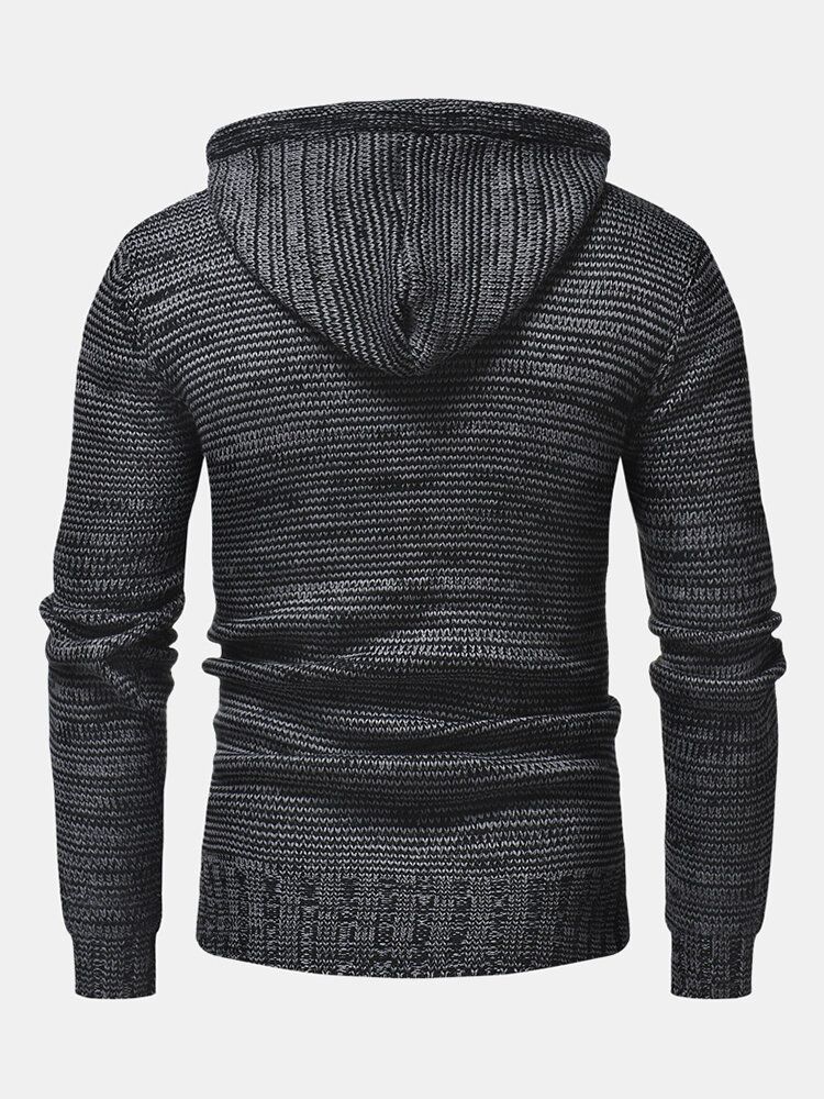 Herren Vintage Halb Zweireihiger Reißverschluss Warm Strickpullover Mit Kapuze