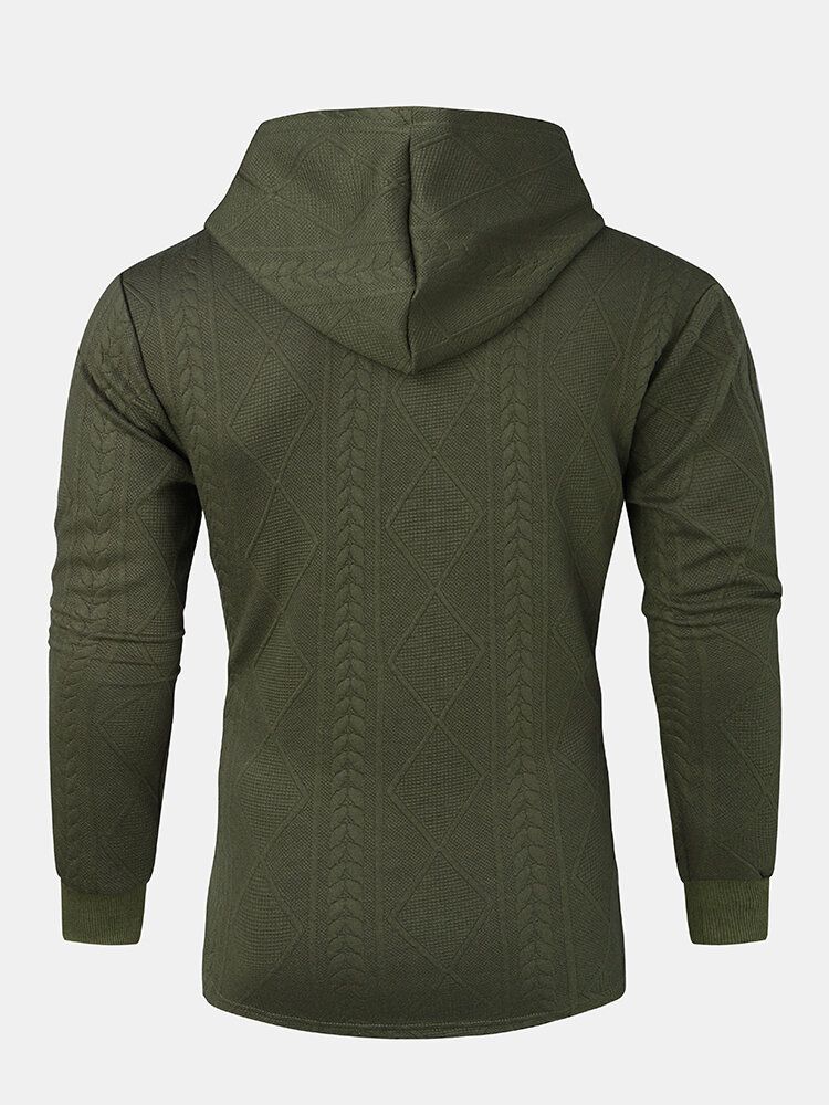 Lässiger Baumwoll-pullover Mit Kapuze Argyle-jacquard-strick Viertelreißverschluss Mit Tasche