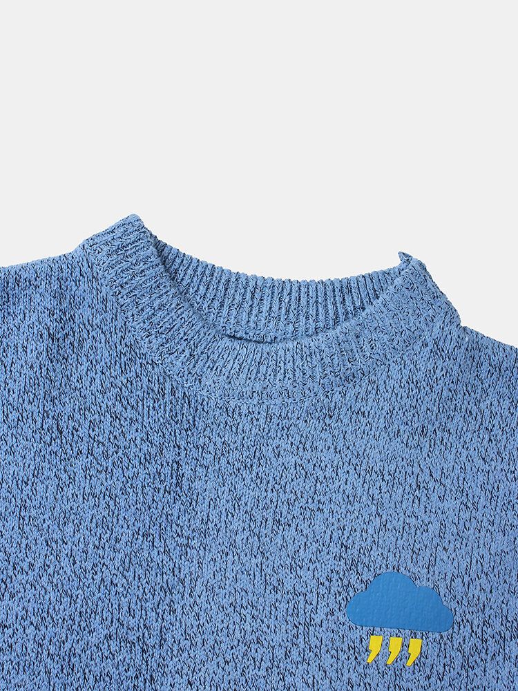 Langarm-strickpullover Mit Wettersymbol-grafik Für Herren