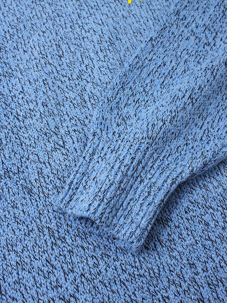 Langarm-strickpullover Mit Wettersymbol-grafik Für Herren