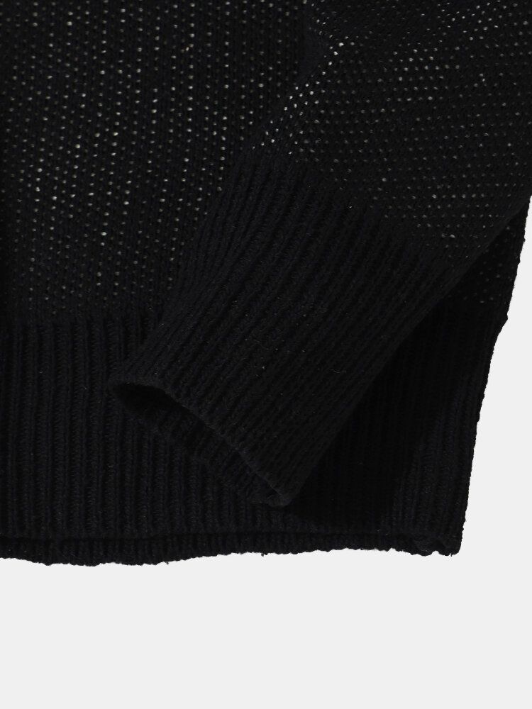 Männer Strickgitter Langarm Lässig Rundhals Lose Pullover