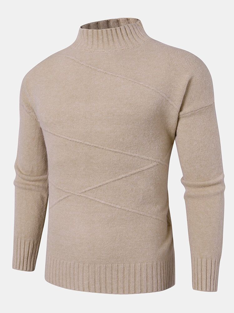 Warme Einfarbige Einfache Langärmlige Strickpullover Für Herren