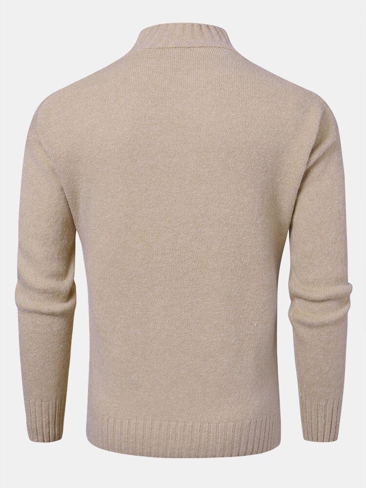 Warme Einfarbige Einfache Langärmlige Strickpullover Für Herren