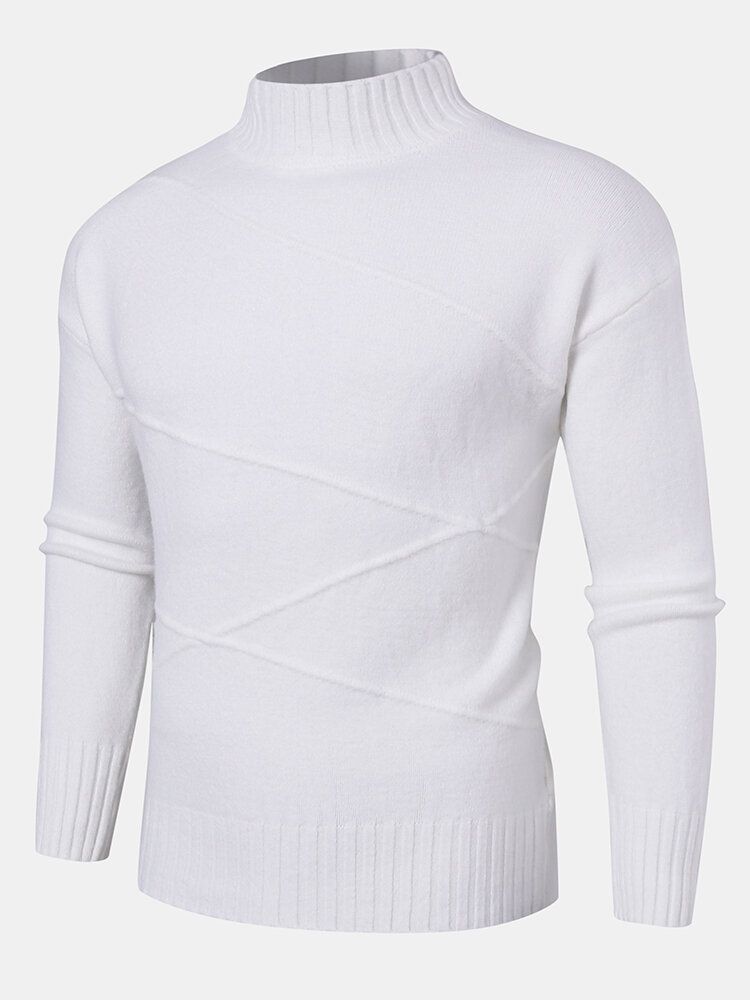 Warme Einfarbige Einfache Langärmlige Strickpullover Für Herren