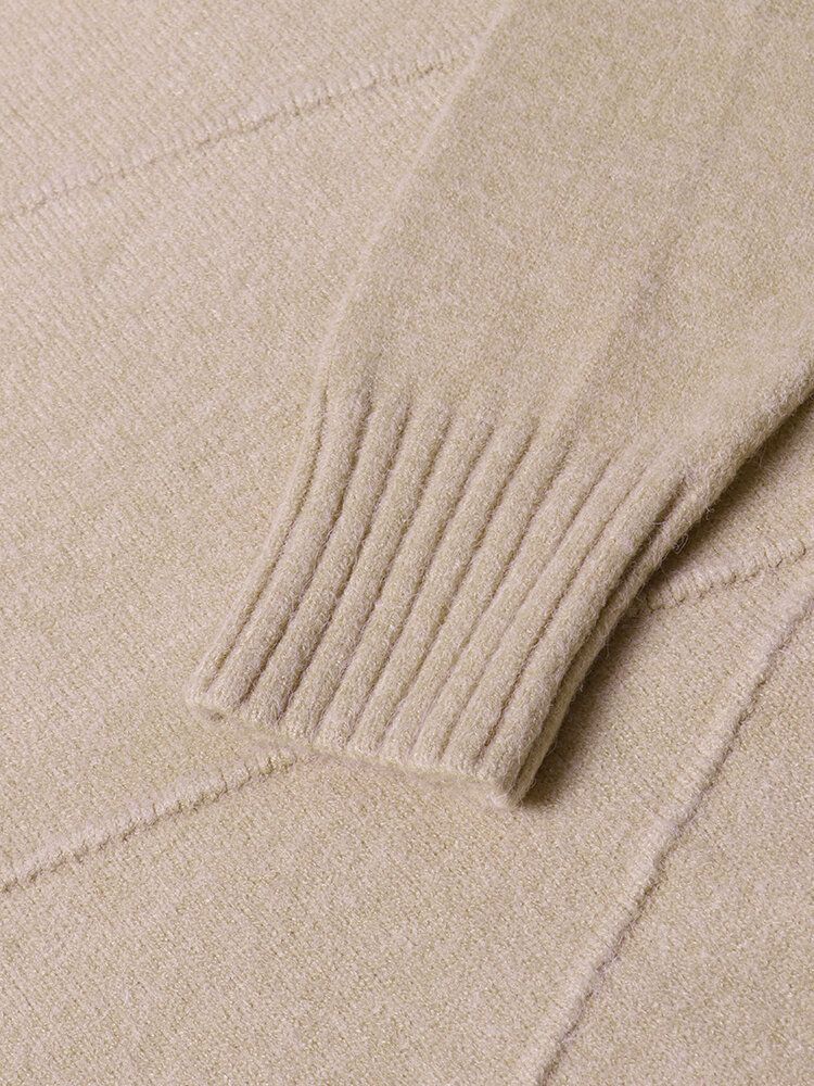 Warme Einfarbige Einfache Langärmlige Strickpullover Für Herren