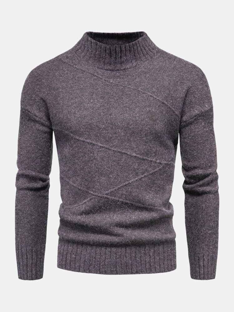 Warme Einfarbige Einfache Langärmlige Strickpullover Für Herren