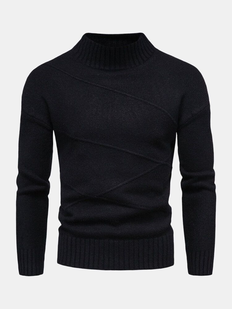 Warme Einfarbige Einfache Langärmlige Strickpullover Für Herren