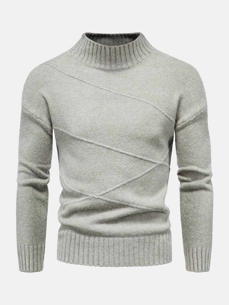 Warme Einfarbige Einfache Langärmlige Strickpullover Für Herren