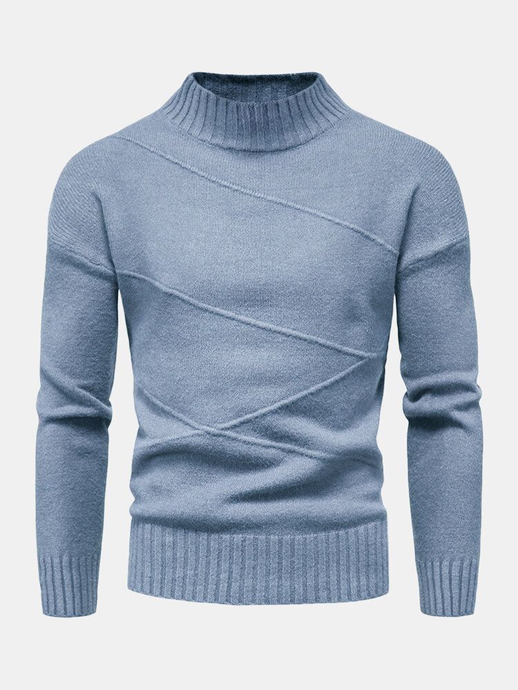 Warme Einfarbige Einfache Langärmlige Strickpullover Für Herren