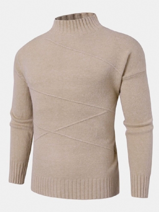 Warme Einfarbige Einfache Langärmlige Strickpullover Für Herren