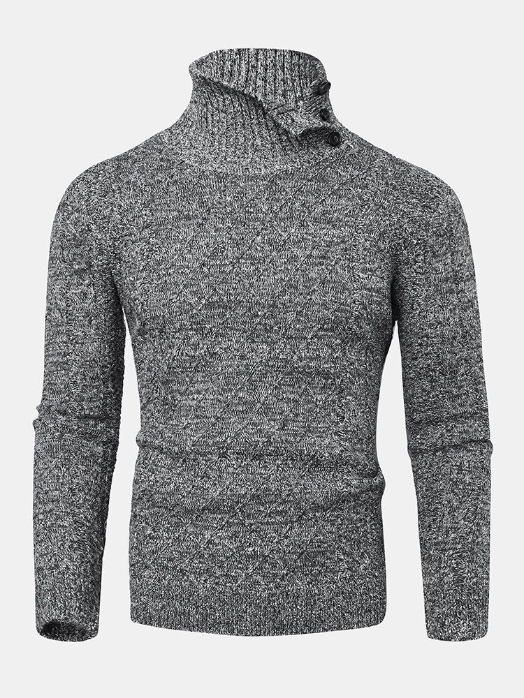 Warme Langärmlige Strickpullover Mit Hoher Taille Und Textur Für Herren