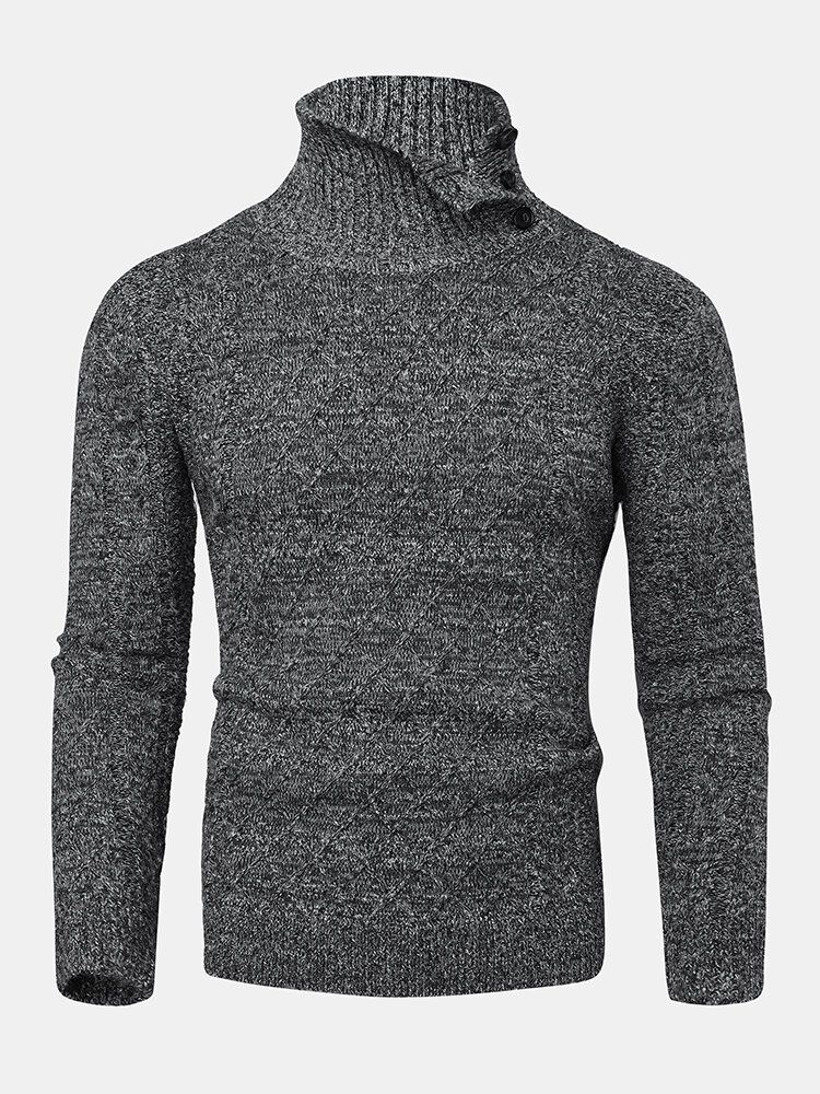 Warme Langärmlige Strickpullover Mit Hoher Taille Und Textur Für Herren