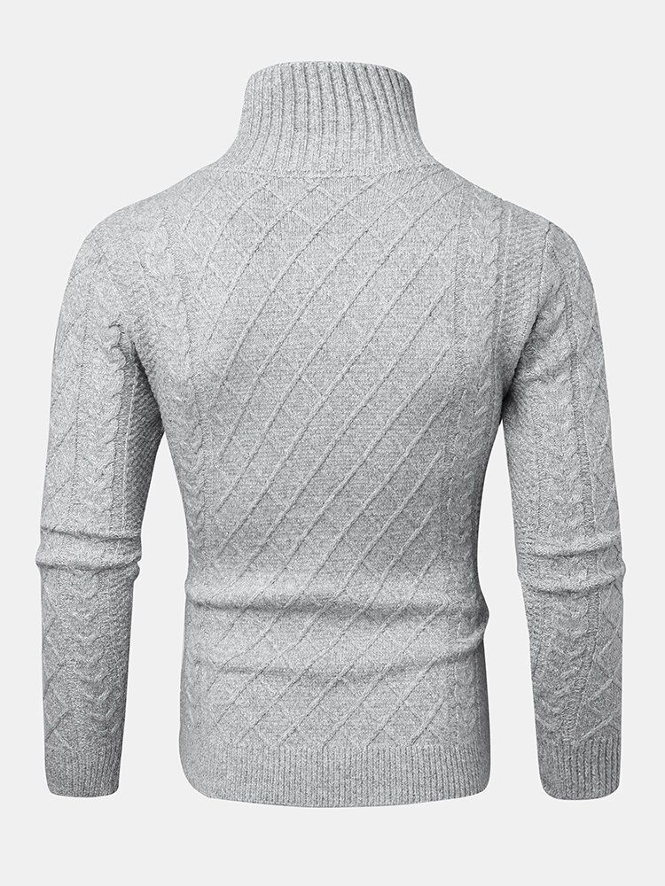 Warme Langärmlige Strickpullover Mit Hoher Taille Und Textur Für Herren