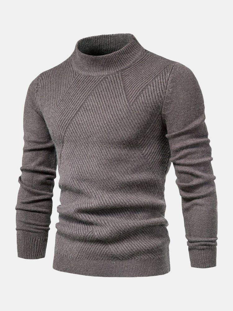 Warme Strickpullover Für Herren Mit Einfarbiger Textur