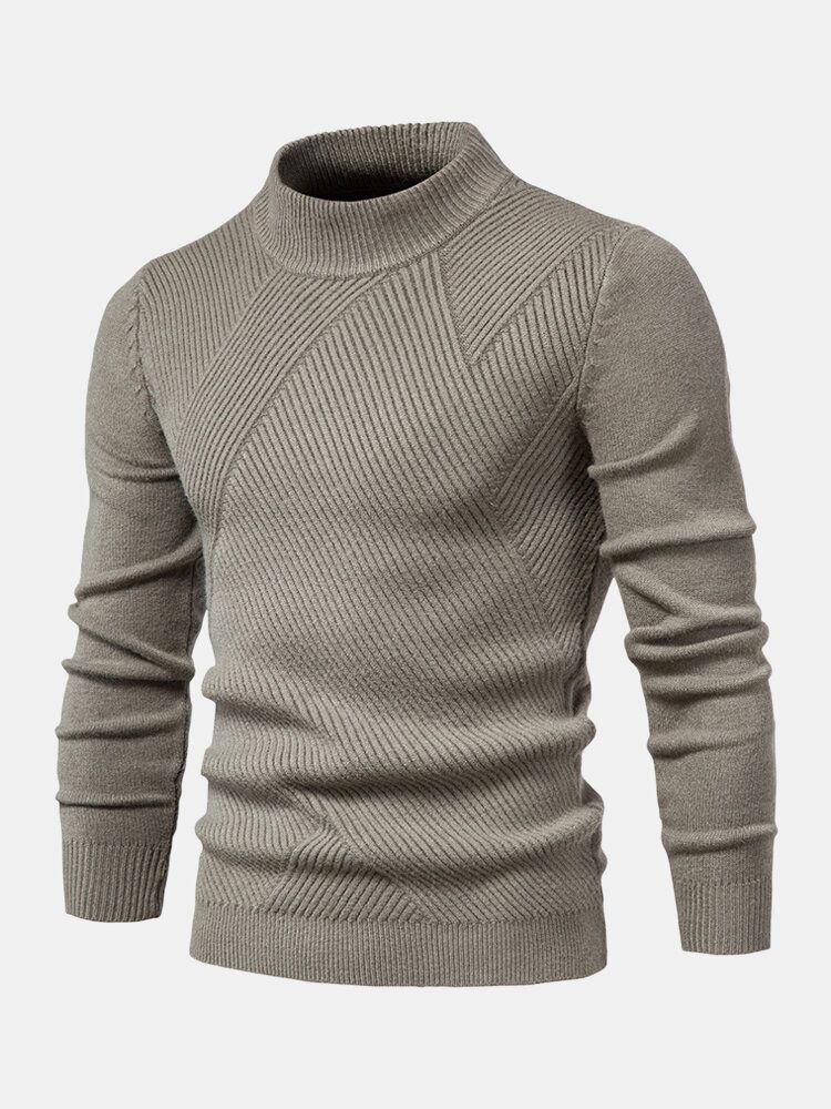 Warme Strickpullover Für Herren Mit Einfarbiger Textur