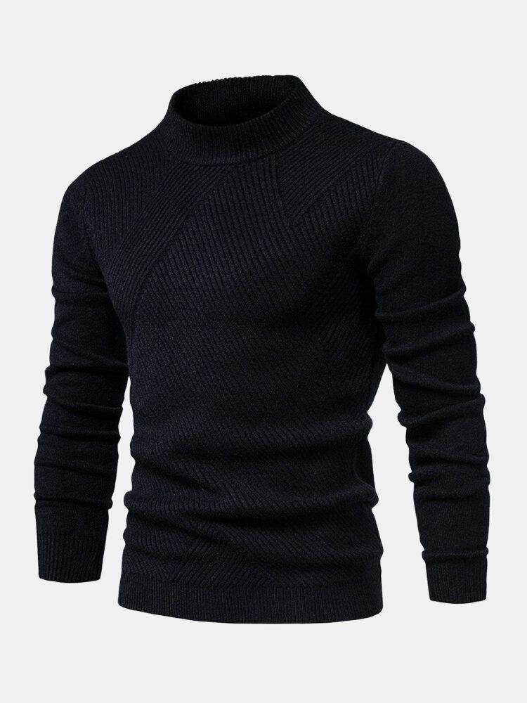 Warme Strickpullover Für Herren Mit Einfarbiger Textur