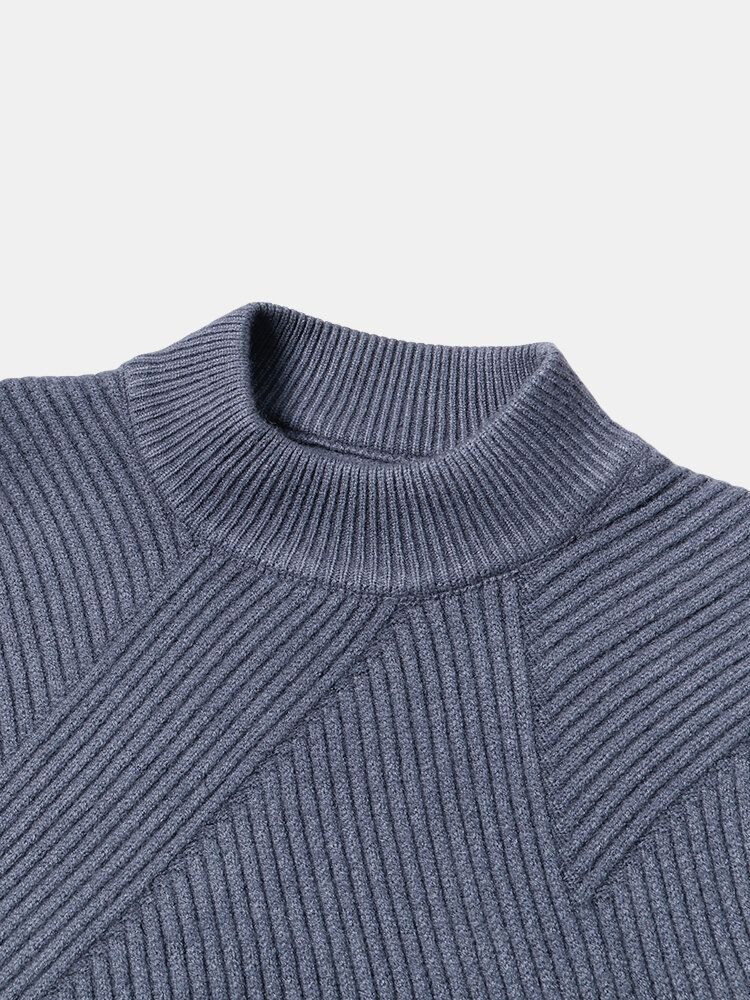 Warme Strickpullover Für Herren Mit Einfarbiger Textur