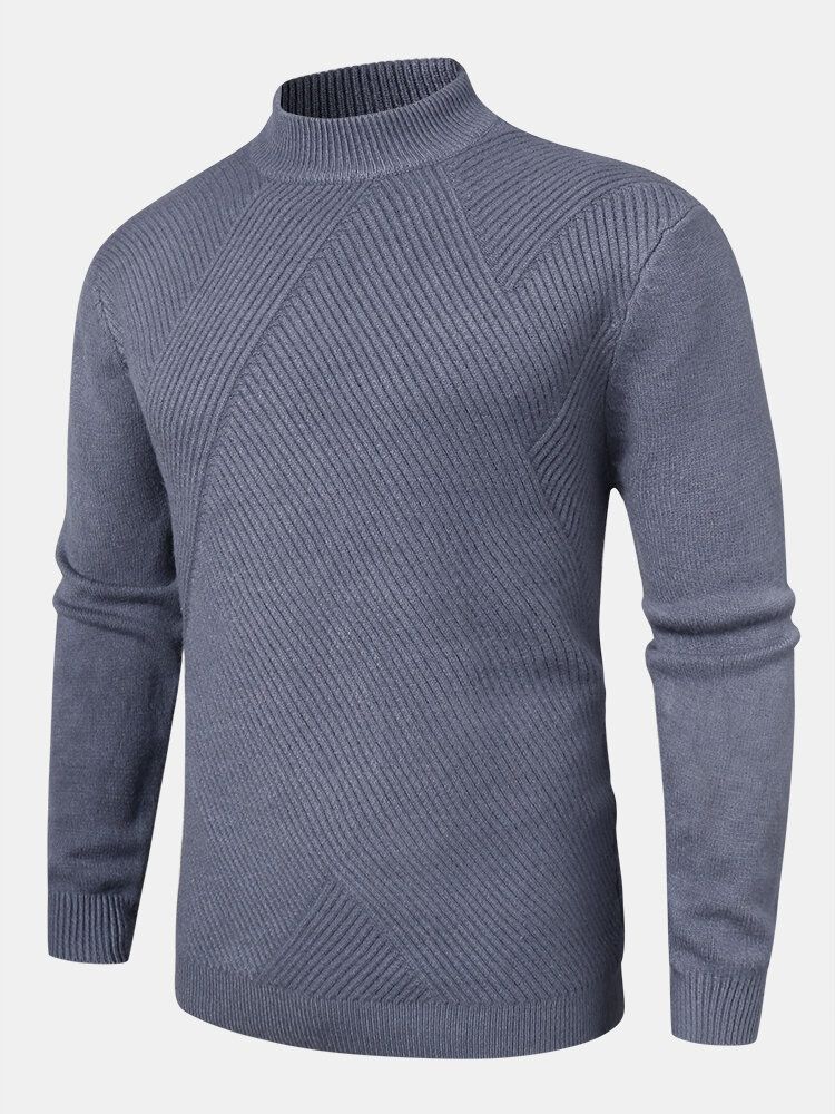 Warme Strickpullover Für Herren Mit Einfarbiger Textur