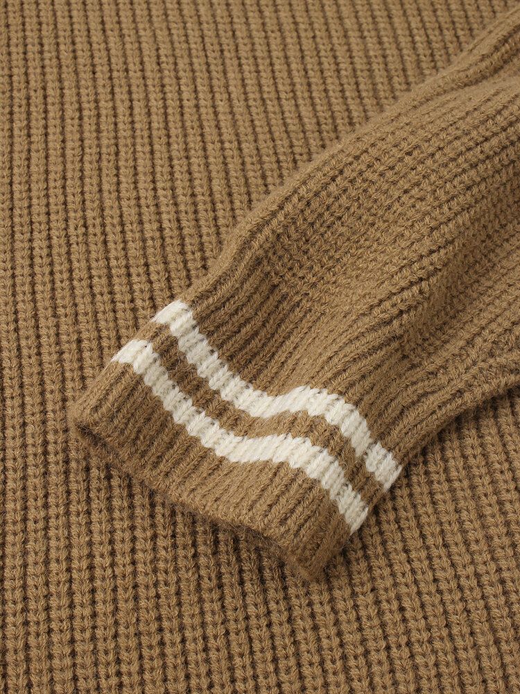 Warme Strickpullover Im Farbblockdesign Für Herren Mit Langen Ärmeln