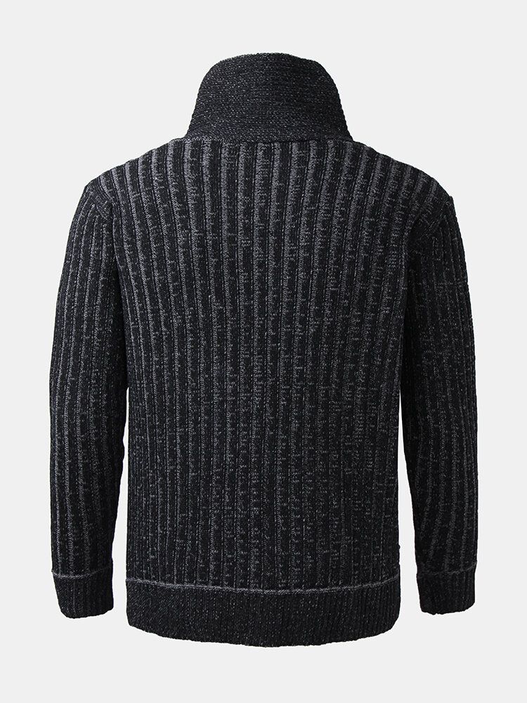 Warme Strickpullover Mit Hohem Kragen Und Grafik Für Herren