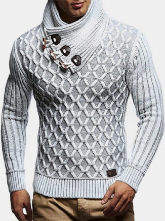 Warme Strickpullover Mit Hohem Kragen Und Grafik Für Herren