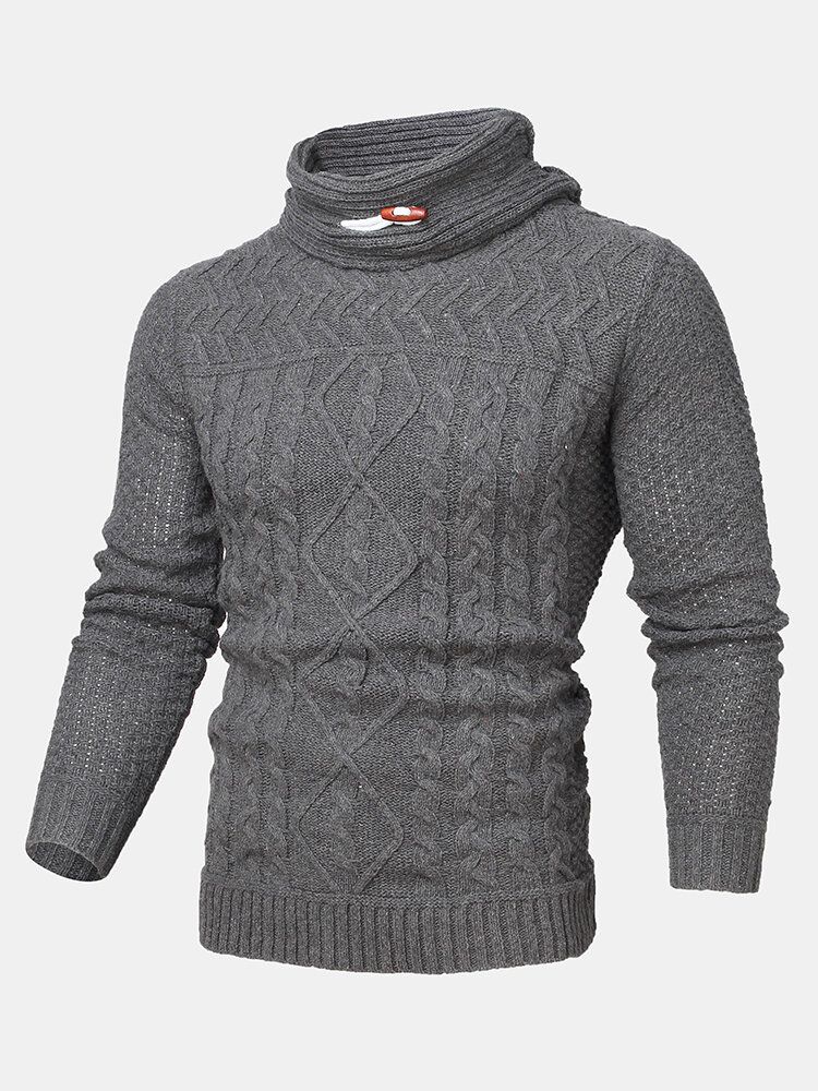 Warmer Langarm-strickpullover Mit Rollkragen Für Herren