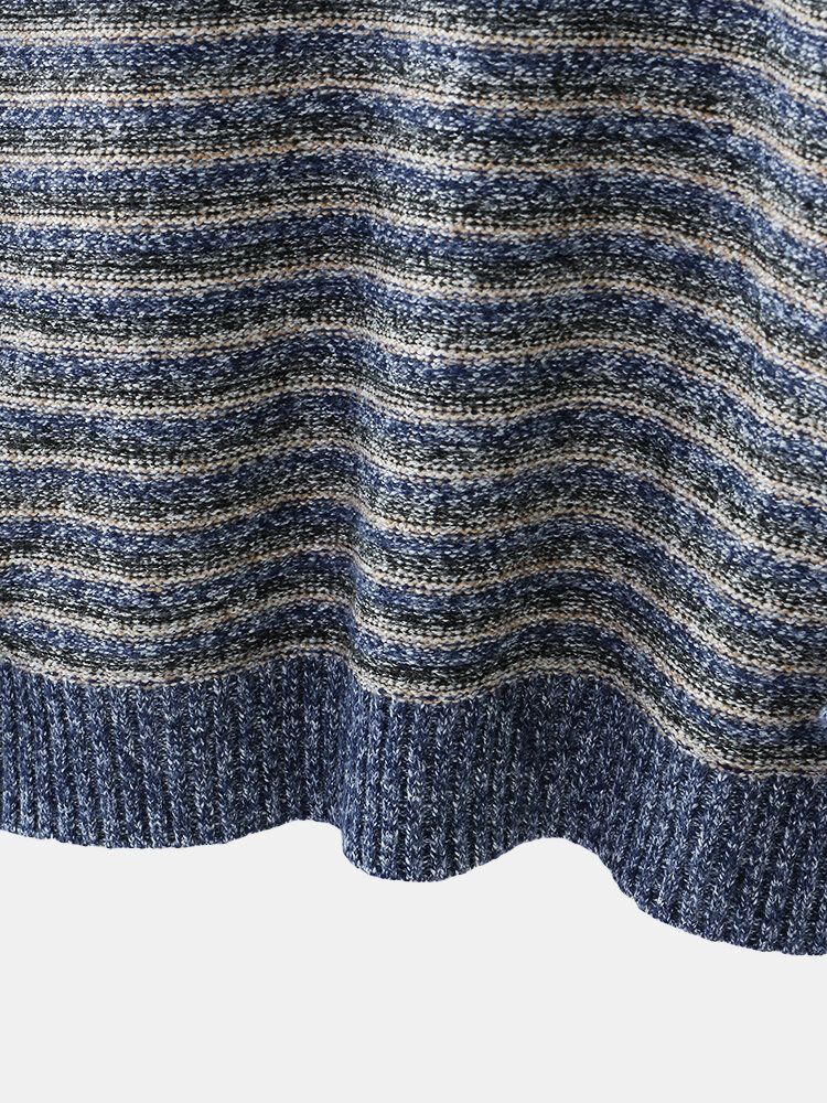 Warmer Vintage-strickpullover Mit Streifen Und Rundhalsausschnitt Für Herren