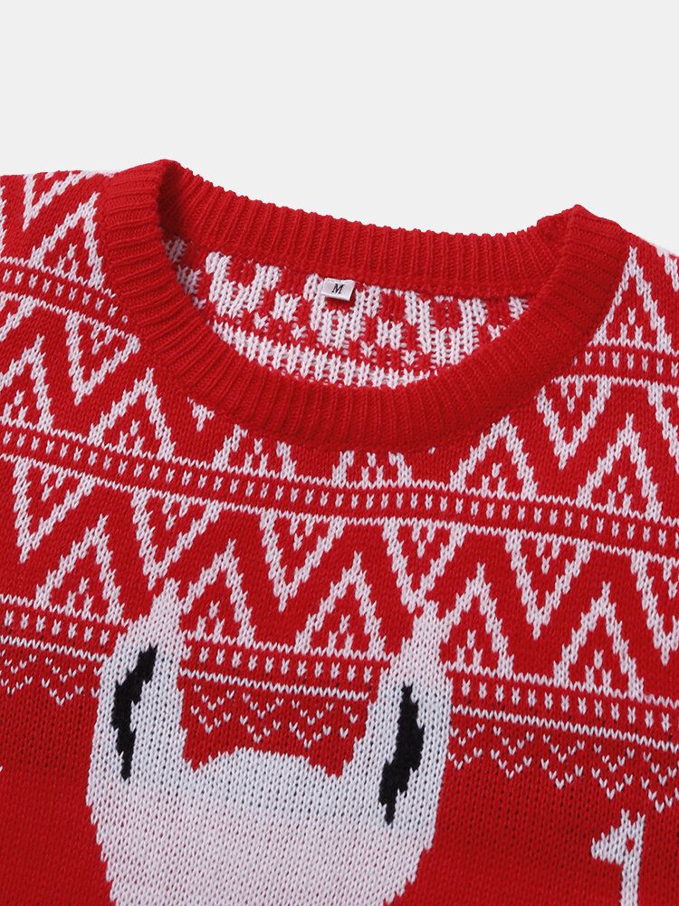 Weihnachten Herren Cartoon Alpaka Geometrie Gestrickte Warme Pullover Pullover