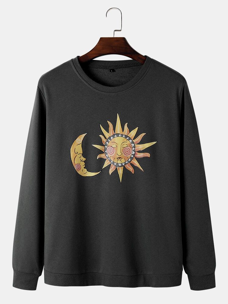 Baumwoll-sweatshirts Mit Rundem Ausschnitt Und Rundhalsausschnitt Von Sun Moon Celestial Graphic Für Herren