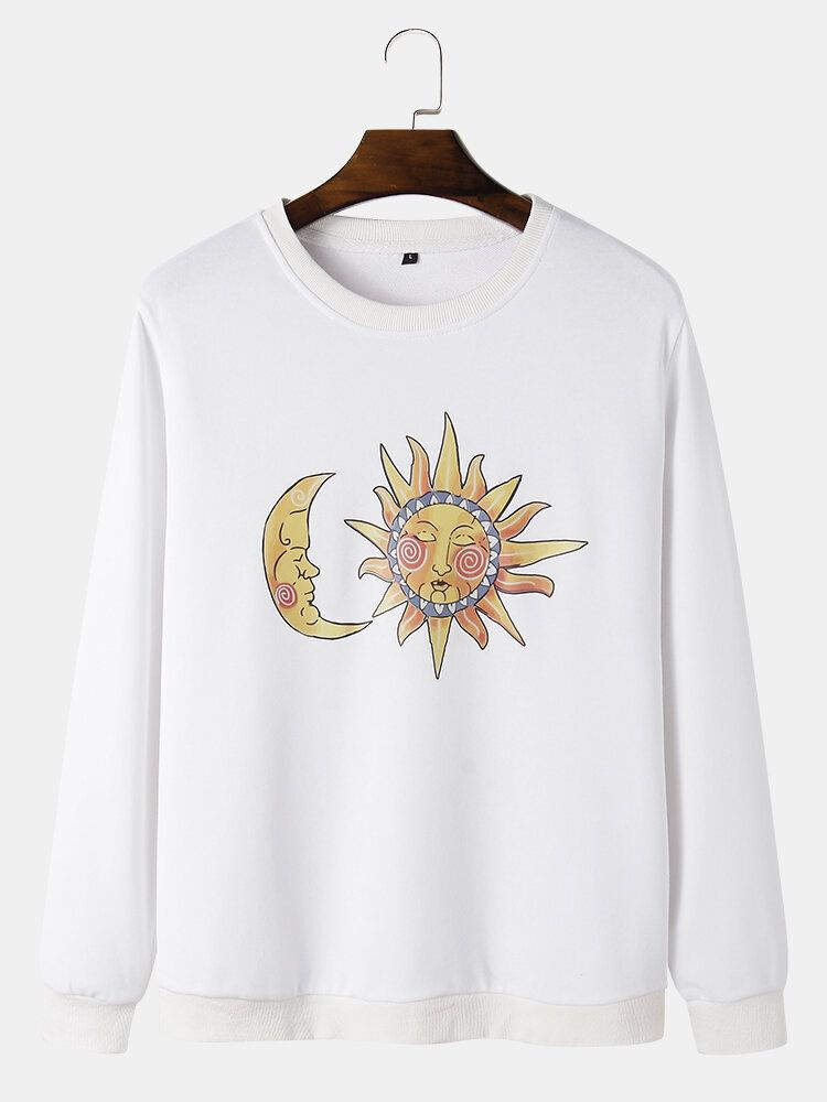 Baumwoll-sweatshirts Mit Rundem Ausschnitt Und Rundhalsausschnitt Von Sun Moon Celestial Graphic Für Herren