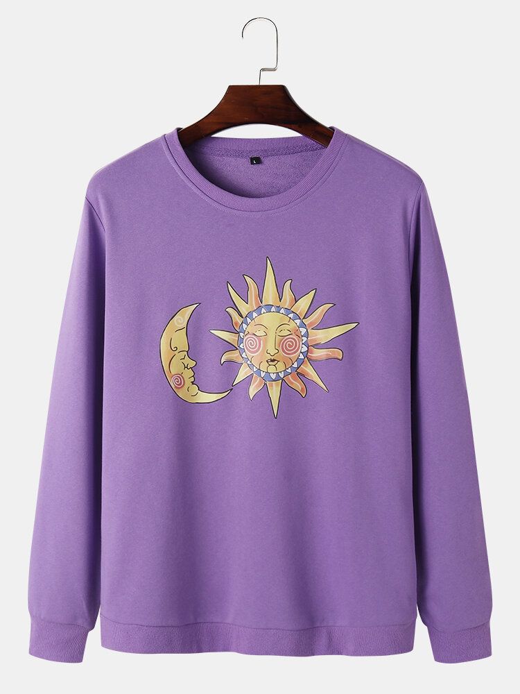 Baumwoll-sweatshirts Mit Rundem Ausschnitt Und Rundhalsausschnitt Von Sun Moon Celestial Graphic Für Herren