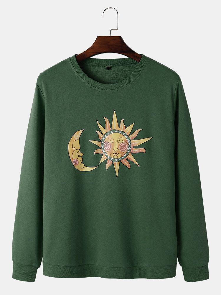 Baumwoll-sweatshirts Mit Rundem Ausschnitt Und Rundhalsausschnitt Von Sun Moon Celestial Graphic Für Herren