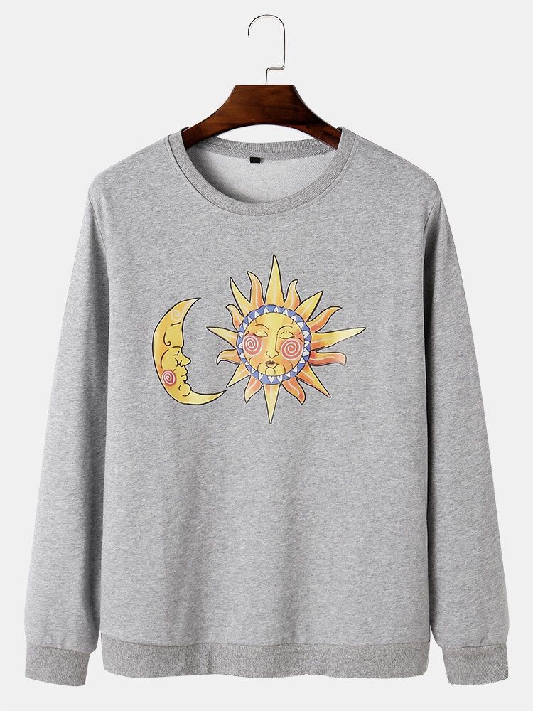 Baumwoll-sweatshirts Mit Rundem Ausschnitt Und Rundhalsausschnitt Von Sun Moon Celestial Graphic Für Herren