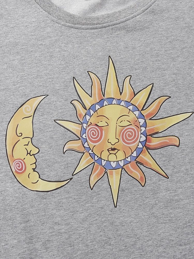 Baumwoll-sweatshirts Mit Rundem Ausschnitt Und Rundhalsausschnitt Von Sun Moon Celestial Graphic Für Herren