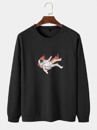 Baumwoll-sweatshirts Mit Rundhalsausschnitt Und Flamme Astronauten-grafik Für Herren