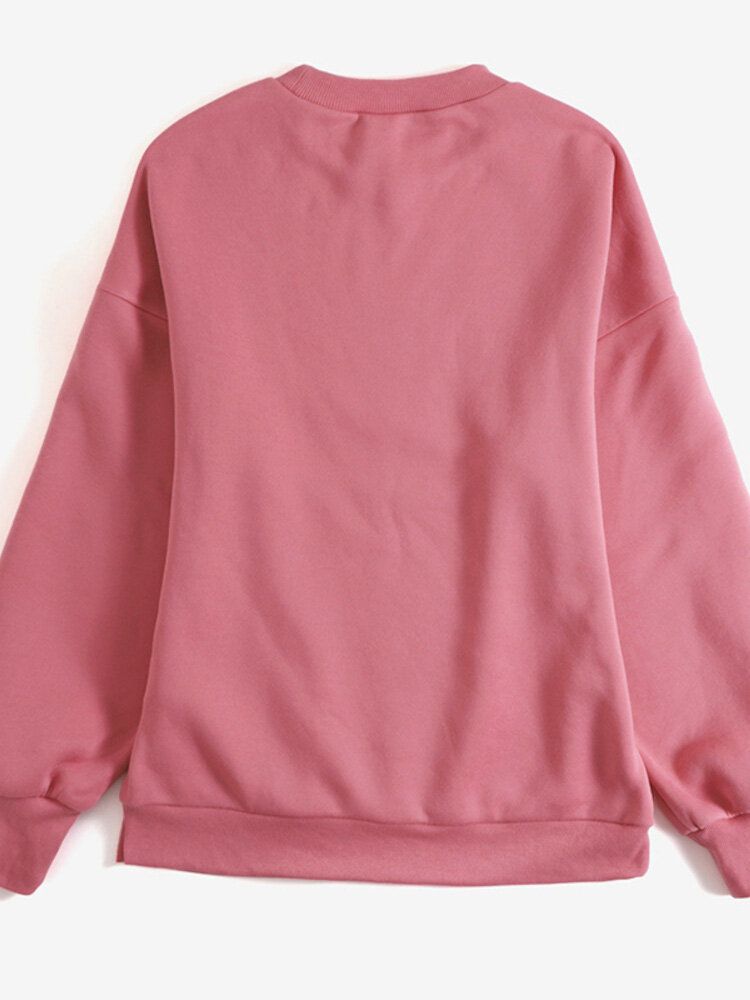 Damen Einfarbig Dicker Rundhalsausschnitt Puffärmel Schmale Bündchen Langarm Pullover Sweatshirt