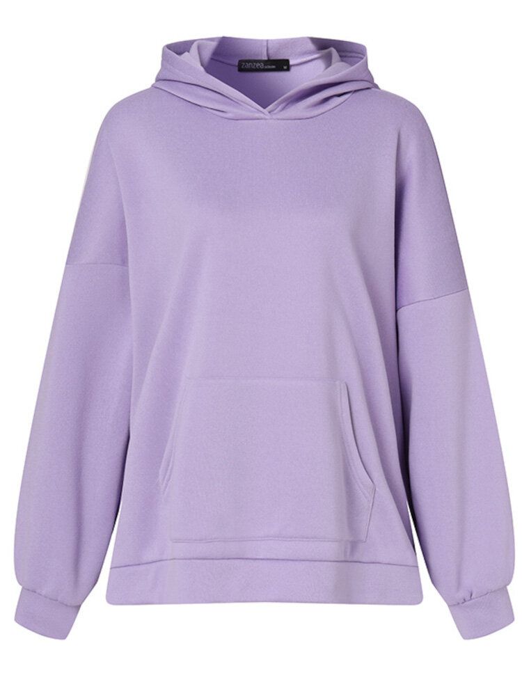 Damen Kapuzen-sweatshirt Mit Festem Seitenreißverschluss Und Tasche