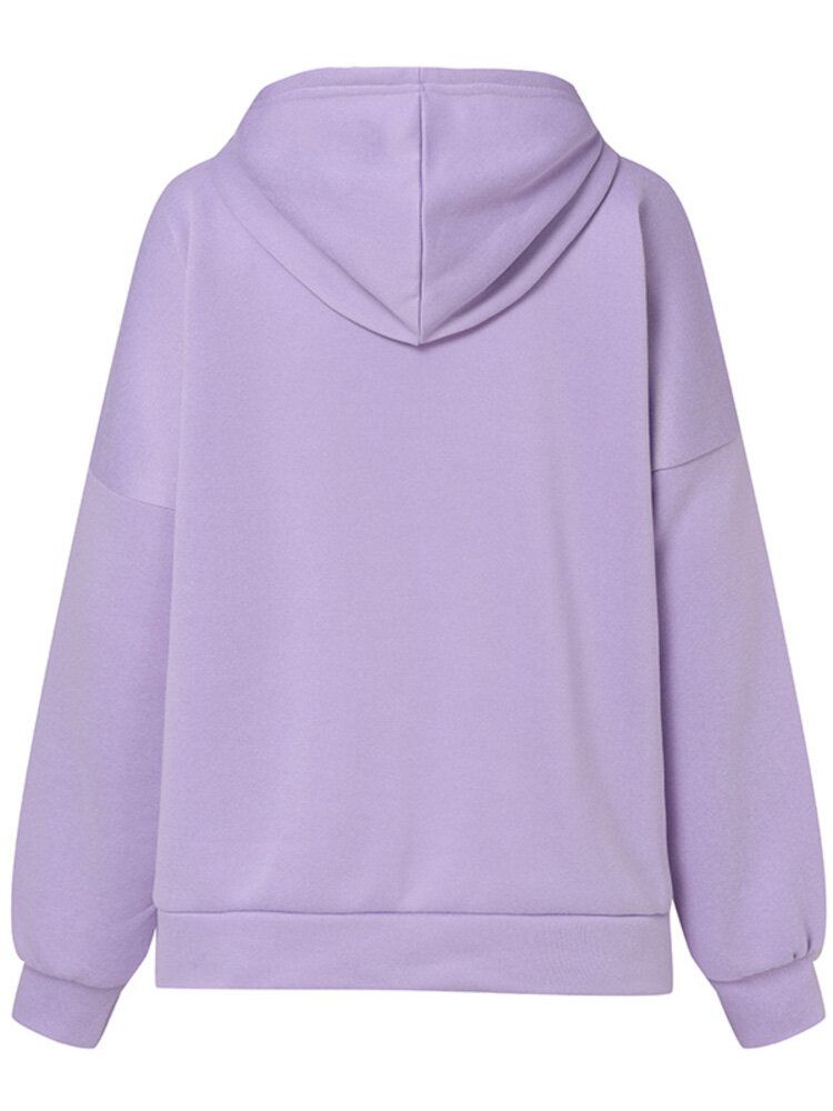 Damen Kapuzen-sweatshirt Mit Festem Seitenreißverschluss Und Tasche