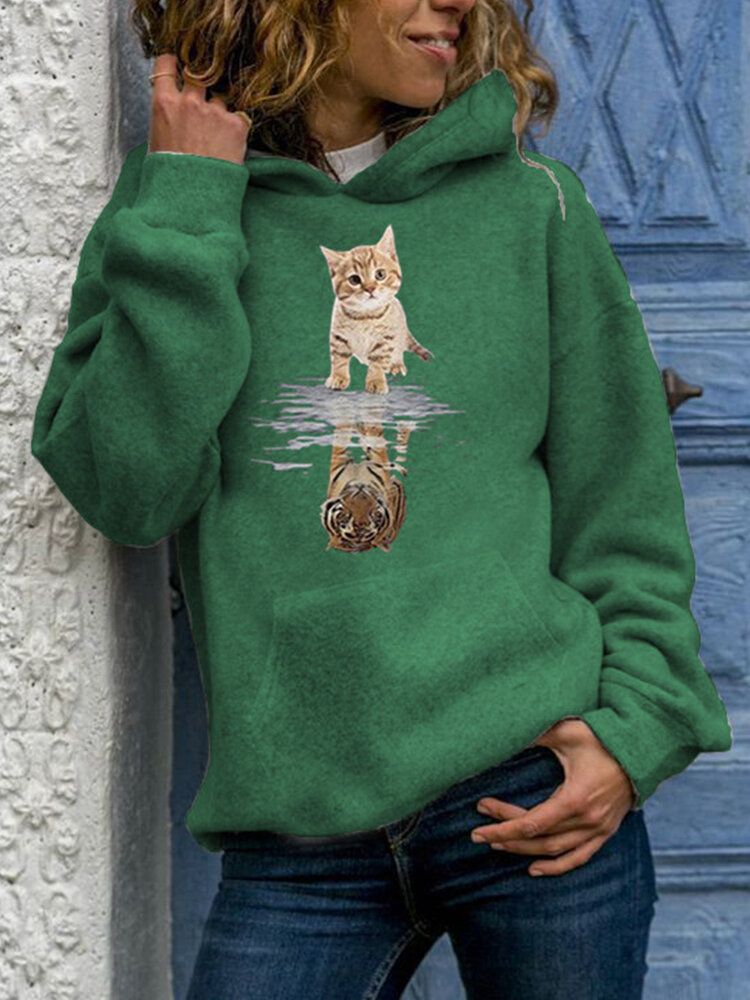 Damen-langarm-pullover Mit Niedlichem Katzen-grafikdruck