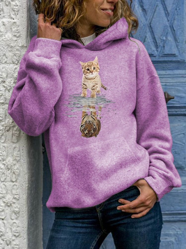 Damen-langarm-pullover Mit Niedlichem Katzen-grafikdruck