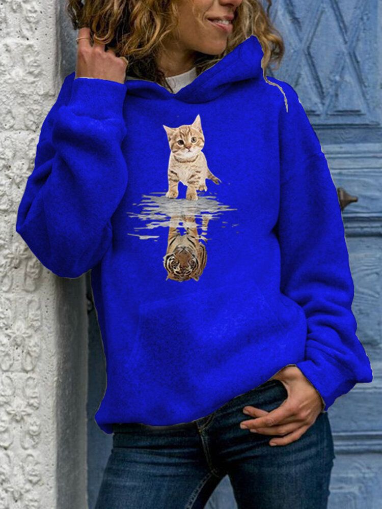 Damen-langarm-pullover Mit Niedlichem Katzen-grafikdruck