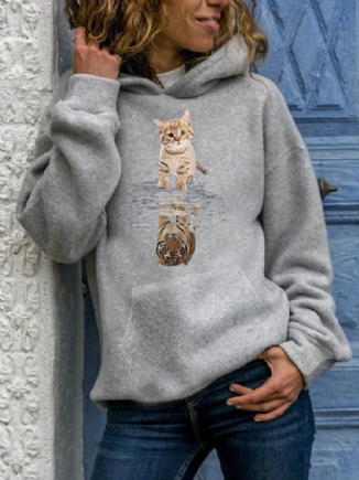 Damen-langarm-pullover Mit Niedlichem Katzen-grafikdruck