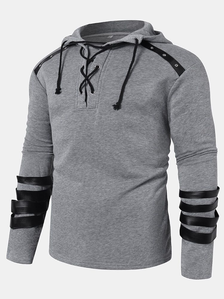 Designer-hoodie Mit Kordelzugkragen Langen Ärmeln Und Details