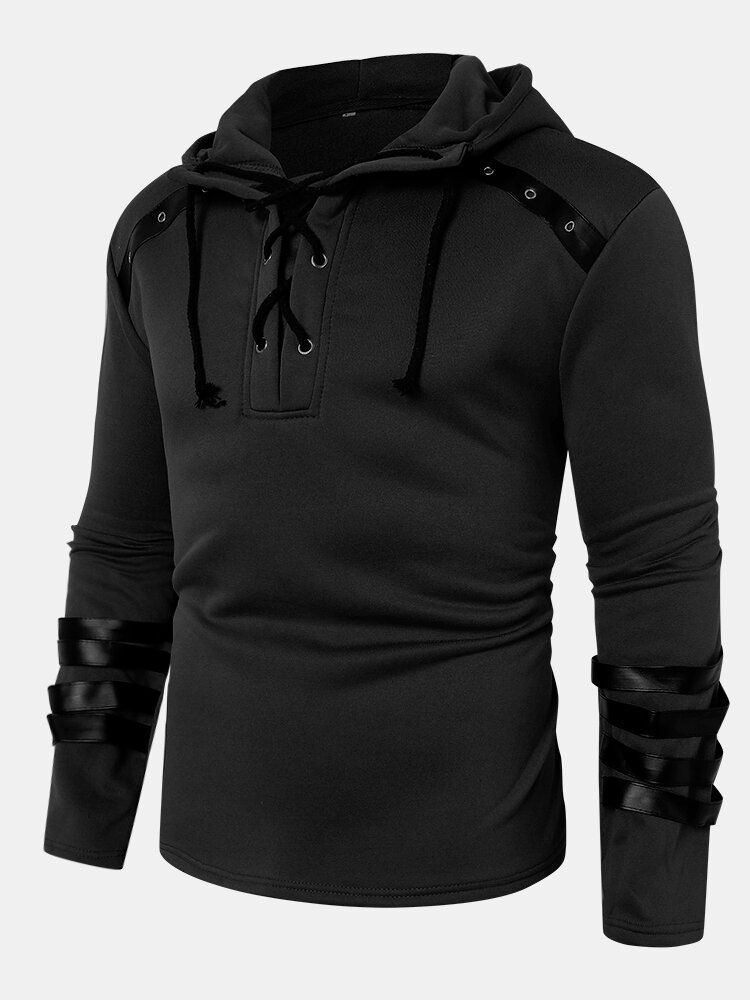 Designer-hoodie Mit Kordelzugkragen Langen Ärmeln Und Details