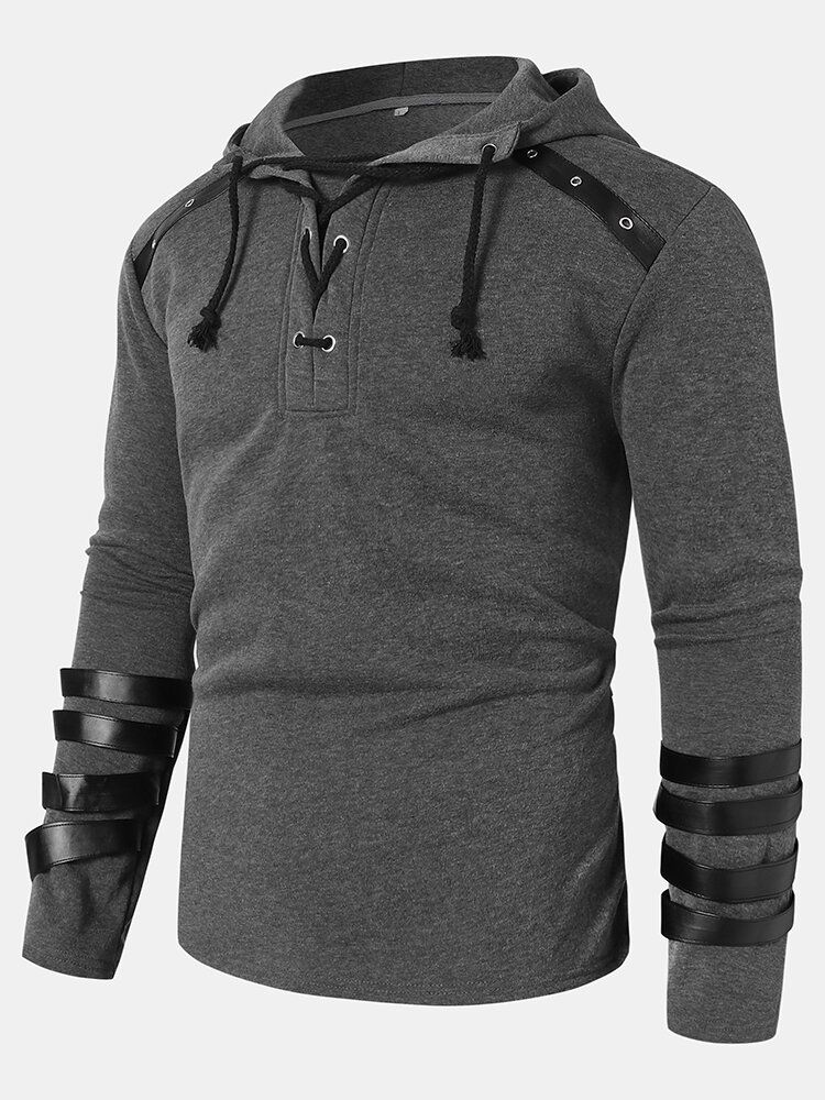 Designer-hoodie Mit Kordelzugkragen Langen Ärmeln Und Details