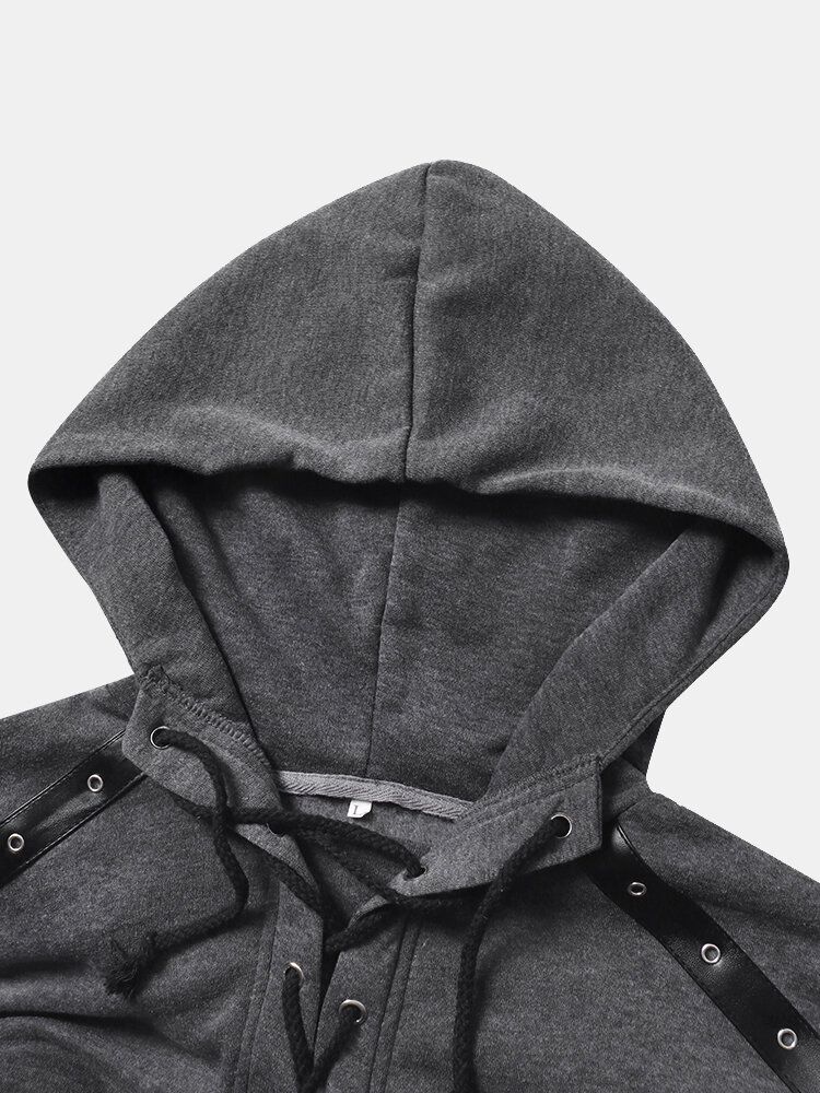 Designer-hoodie Mit Kordelzugkragen Langen Ärmeln Und Details