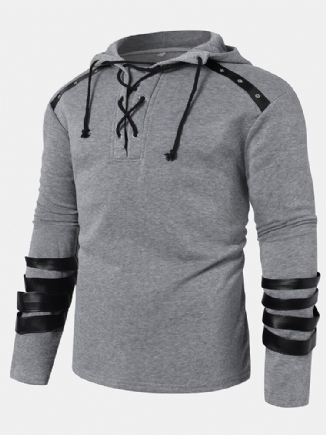 Designer-hoodie Mit Kordelzugkragen Langen Ärmeln Und Details