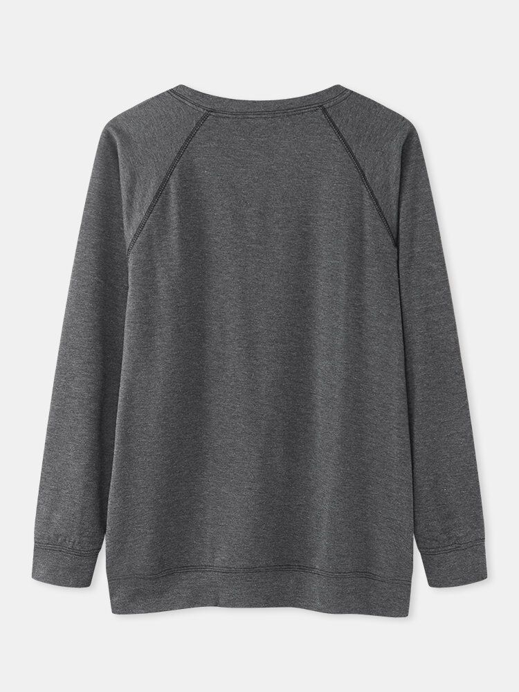 Einfache Sweatshirts Mit Rundhalsausschnitt Und Raglanärmeln Für Damen